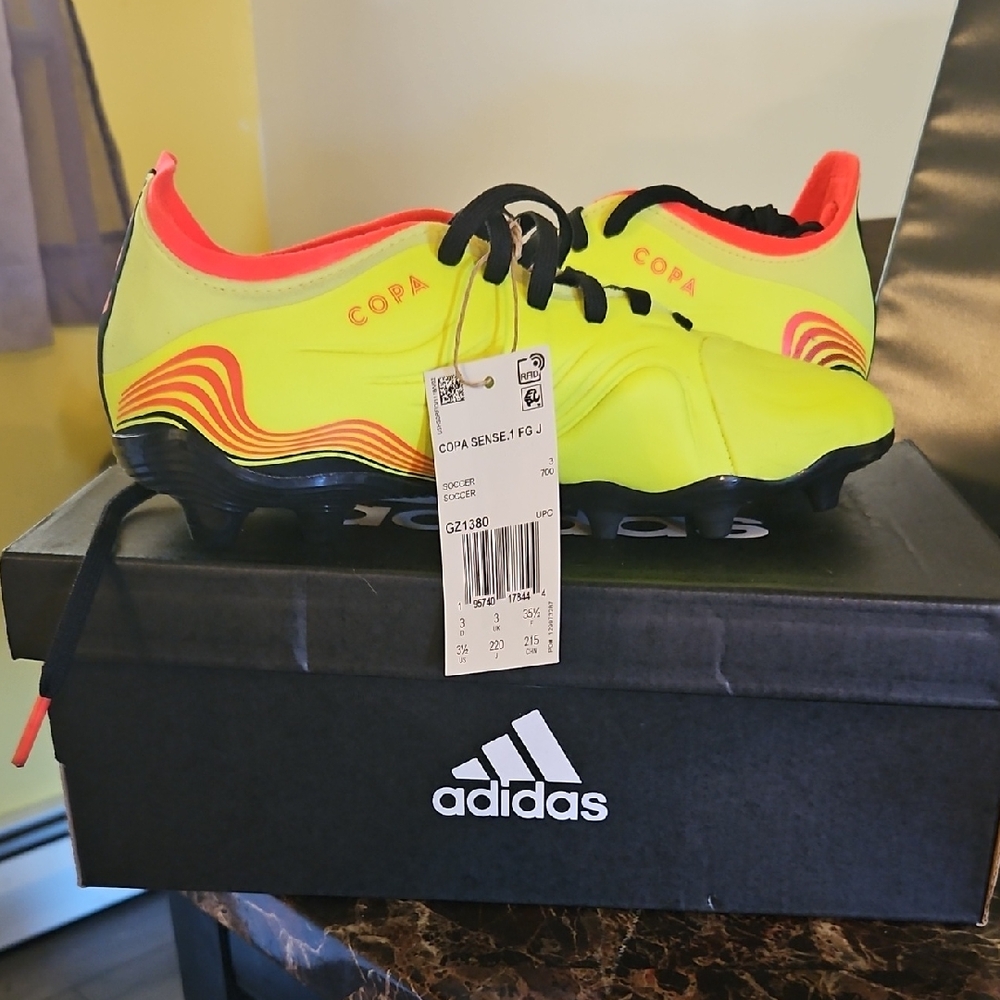 Brand New Adidas Kids Copa Sense FG Soccer Cleats - Yellow and Black